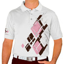 Golf Knickers: Mens Argyle Utopia Golf Shirt - AAAA: Brown/Pink/White Clothing