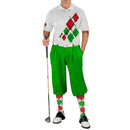 Golf Knickers: Mens Argyle Utopia Golf Shirt - UUUU: White/Lime/Red Clothing