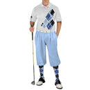 Golf Knickers: Mens Argyle Utopia Golf Shirt - 6I: Light Blue/Royal/Black Clothing