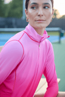 BloqUV x JANTZEN Collab: Women's UPF 50+ Relaxed Mock Zip Top (3002J) - Infinity Coral Clothing