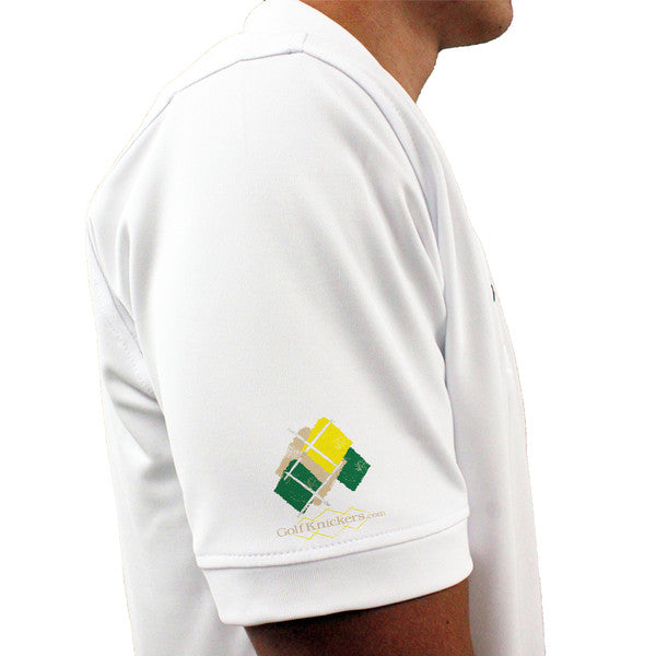 Golf Knickers: Mens Argyle Utopia Golf Shirt - KKK: Khaki/Dark Green/Yellow