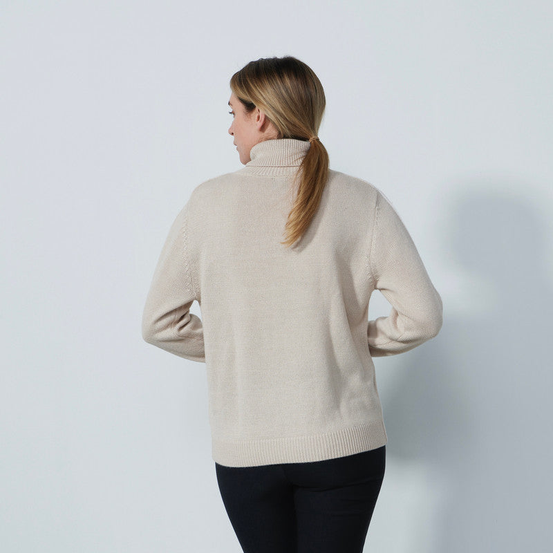 Daily Sports: Women's Raw Beige Fernie Graphic Roll Neck Sweater - Raw Beige