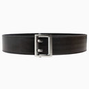 Nexbelt: Men's Strap Duty Belt - Black Leather Nickel Buckle 2.25" [57mm]