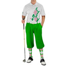 Golf Knickers: Mens Argyle Utopia Golf Shirt - NNN: Lime/Pink/White Clothing