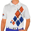 Golf Knickers: Mens Argyle Utopia Golf Shirt - RRRR: White/Royal/Orange Clothing