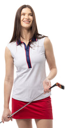SanSoleil: Ladies UPF 50 SolAir Cool Ultra-Mesh Sleeveless Polo - Betsy White 900657P