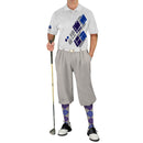 Golf Knickers: Mens Argyle Utopia Golf Shirt - 6E: Taupe/Purple/Royal Clothing