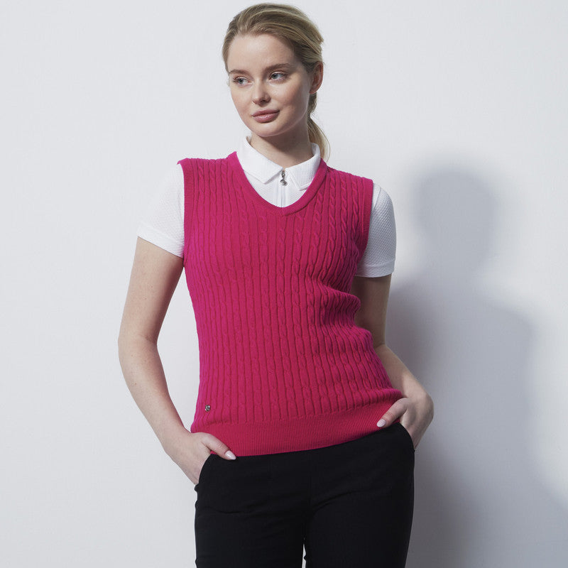 Daily Sports: Women's Madelene V-Neck Sweater Vest - Tulip Pink