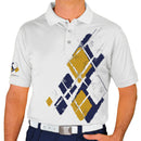 Golf Knickers: Mens Argyle Utopia Golf Shirt - 5U: Navy/White/Gold Clothing