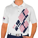 Golf Knickers: Mens Argyle Utopia Golf Shirt - AAA: Navy/Pink Clothing