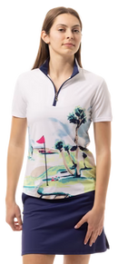 SanSoleil: Ladies UPF 50 SolCool Short Sleeve Mock - 900478 Clothing