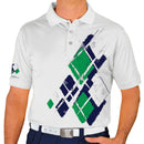 Golf Knickers: Mens Argyle Utopia Golf Shirt - 5N: Navy/Lime/White Clothing