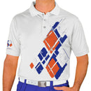 Golf Knickers: Mens Argyle Utopia Golf Shirt - 5S: Royal/White/Orange Clothing