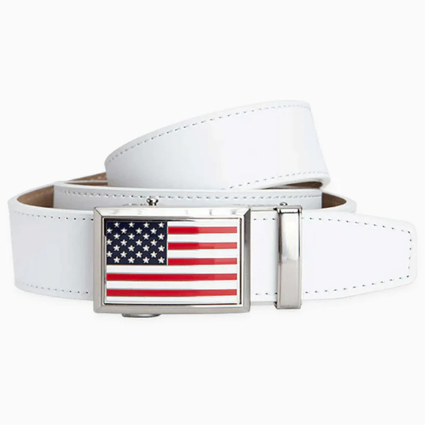Nexbelt: Men's Heritage Ratchet Golf Belt - USA Flag White 1.38" [35mm]