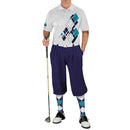 Golf Knickers: Mens Argyle Utopia Golf Shirt - 6P: Navy/White/Teal Clothing