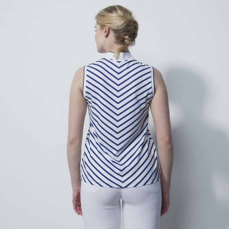 Daily Sports: Women's Salerno Spectrum Stripe Sleeveless Polo Shirt- White