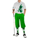 Golf Knickers: Mens Argyle Utopia Golf Shirt - WWW: Lime/Dark Green/White Clothing