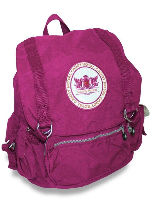 Taboo Fashions: Ladies Lightweight Drawstring Canvas Backpack - Tile Purple