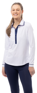 SanSoleil: Ladies Solaircool Tipped Five-Button Placket Polo - 900656