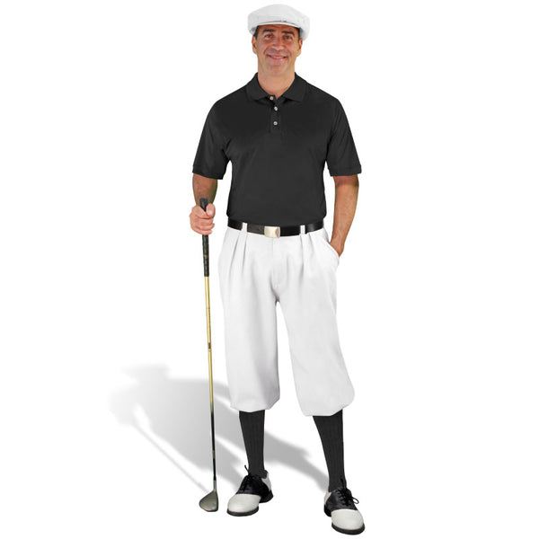Golf Knickers: Men's Classic Golf Outfit - White & Black