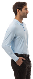 SanSoleil: Men's Soltek Ice Long Sleeve Heather Polo - 90083-C