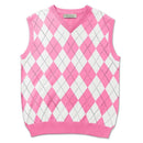 Golf Knickers: Men's Argyle Sweater Vest - Pink/White Clothing