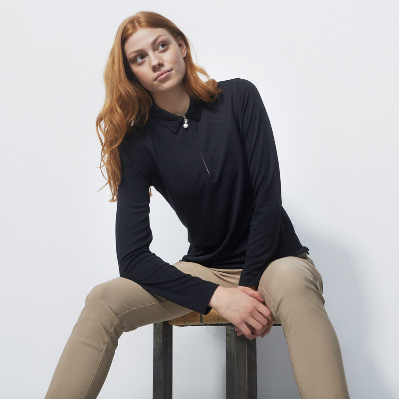 Daily Sports: Women's Peoria Long Sleeve Polo Shirt - Black