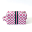 Sassy Caddy: Women's Accessories Pouch - Pink and White Checkered