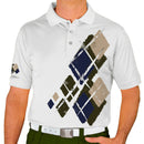 Golf Knickers: Mens Argyle Utopia Golf Shirt - D: Olive/Navy/Khaki Clothing