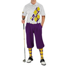 Golf Knickers: Mens Argyle Utopia Golf Shirt - JJ: Purple/Yellow Clothing