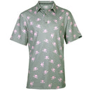 Tattoo Golf: Men's Dancing Skulls Cool-Stretch Golf Shirt - Grey/Pink