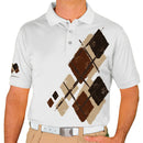 Golf Knickers: Mens Argyle Utopia Golf Shirt - 6W: Khaki/Brown/Black Clothing
