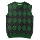 Golf Knickers: Men's Argyle Sweater Vest - Dark Green/Black Clothing
