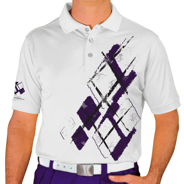 Golf Knickers: Mens Argyle Utopia Golf Shirt -  BB: Purple/White