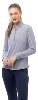 SanSoleil: Ladies UPF 50 Solmelange L/S Stripe Mock - 900453MM