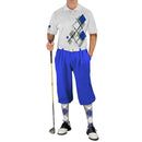 Golf Knickers: Mens Argyle Utopia Golf Shirt - 6G: Taupe/White/Royal Clothing