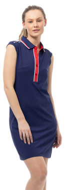 SanSoleil: Ladies UPF 50 SolStyle Cool Sleeveless Collar Dress - Betsy Navy 900725