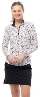 SanSoleil: Ladies Soltek Lux Long Sleeve Print Mock - 900621