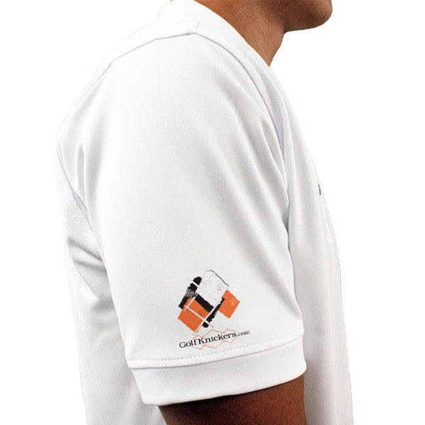 Golf Knickers: Mens Argyle Utopia Golf Shirt - SSS: Black/Orange/White