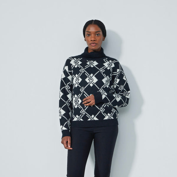 Daily Sports: Women's Acari Roll Neck Sweater - Black and White