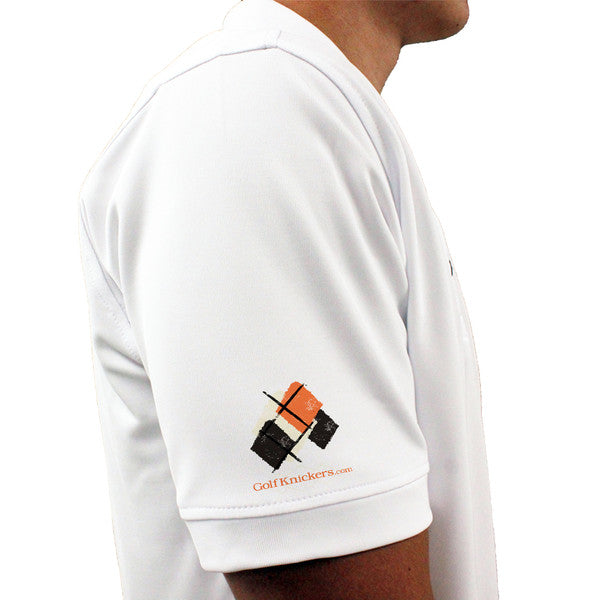 Golf Knickers: Mens Argyle Utopia Golf Shirt - QQQQ: Natural/Black/Orange