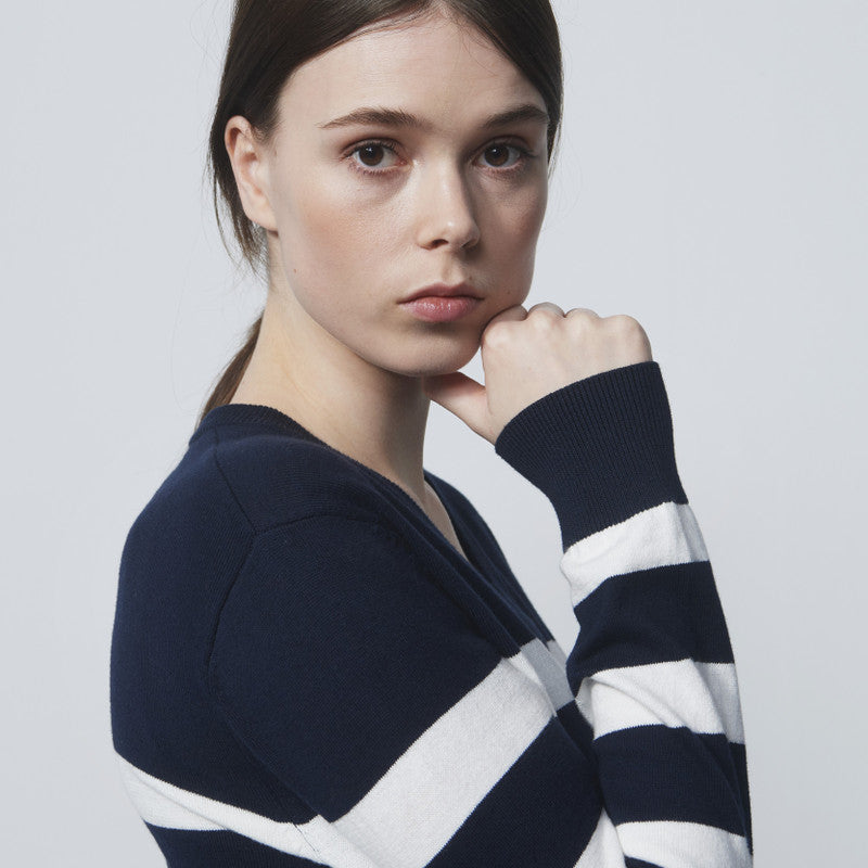 Daily Sports: Women's Ferrarra Stripe Pullover - Navy White