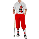 Golf Knickers: Mens Argyle Utopia Golf Shirt - JJJJ: Black/Red/White Clothing
