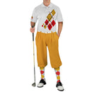 Golf Knickers: Mens Argyle Utopia Golf Shirt - 5W: White/Gold/Red Clothing
