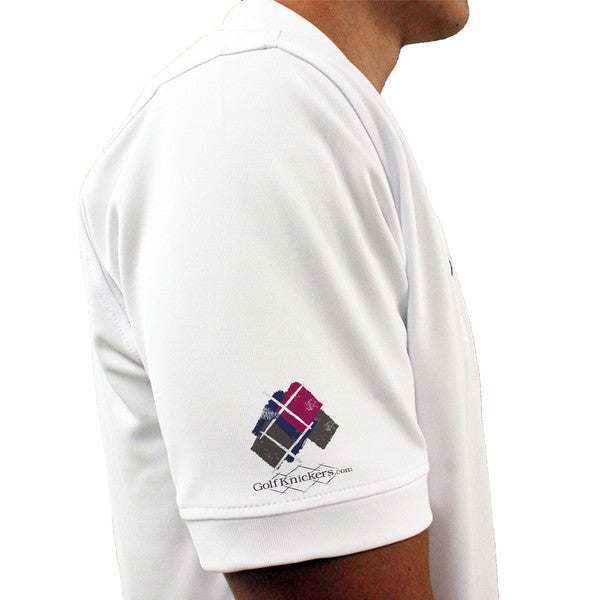 Golf Knickers: Mens Argyle Utopia Golf Shirt - Q: Navy/Maroon/Charcoal