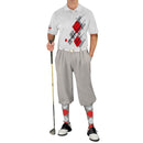 Golf Knickers: Mens Argyle Utopia Golf Shirt - 5T: Taupe/Red/White Clothing