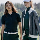 Daily Sports: Women's Madelene Cable Knit Short Sleeve Polo Shirt - Dark Navy Shirts & Tops