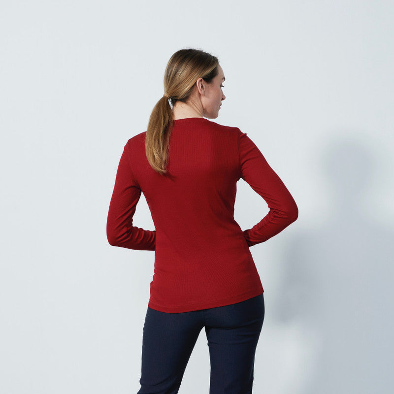 Daily Sports: Women's Ancona Long Sleeve Round Neck Top- Umbria Red