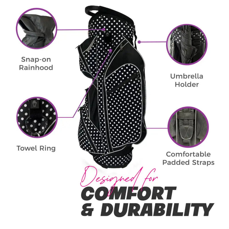 Taboo Fashions: Ladies 14 Way Designer Women's Golf Cart Bag with Cooler - City Lights