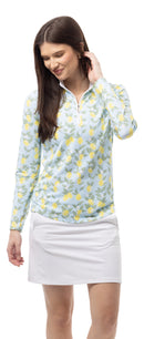 SanSoleil: Ladies Soltek Lux Long Sleeve Print Mock - 900621